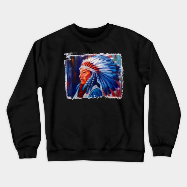 Native American Chief Oil Splash 35 Crewneck Sweatshirt by congnhan629035